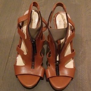 Tan Zip-up Jessica Simpson Heel Sandals